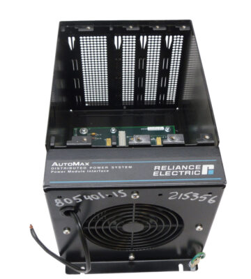 RELIANCE ELECTRIC 805401-1S 4 SLOT DC POWER MODULE INTERFACE RACK W/ FAN