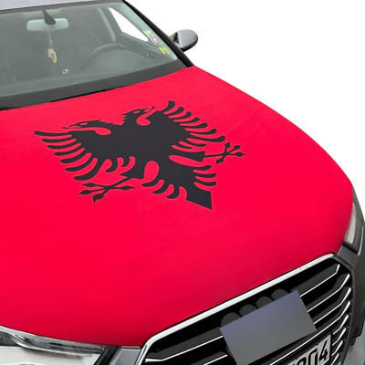 Albanische Auto Motorhaubenflagge | 100x150 cm | Wetterfest | Autodeko