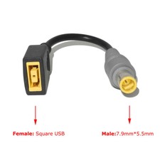 Slim Square Female to 7.9 5.5mm Laptop Adapter DC Tip Converter Cable for Lenovo