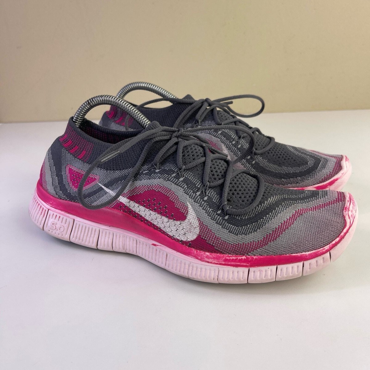 Nike Free 5.0 Flyknit Running Shoes Grey Pink Foil Women's Size 11  615806-016 | eBay