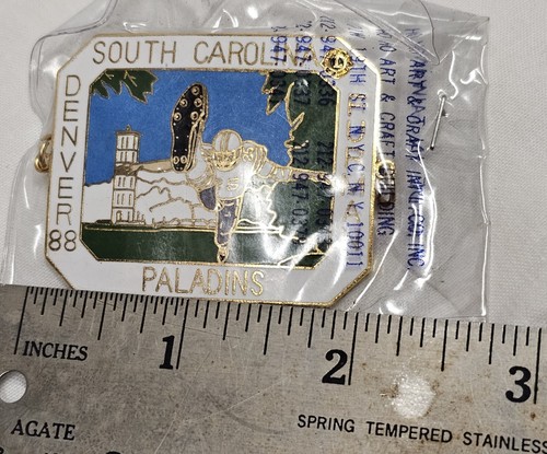 2" Vintage Lions Club Football Pin S. Carolina Furman Paladins 1988 Gold Tone - Picture 5 of 14