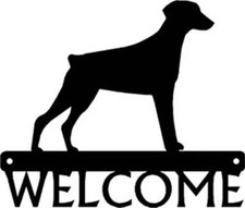 Doberman Dog Welcome Sign - Made in America - Outdoor Decor