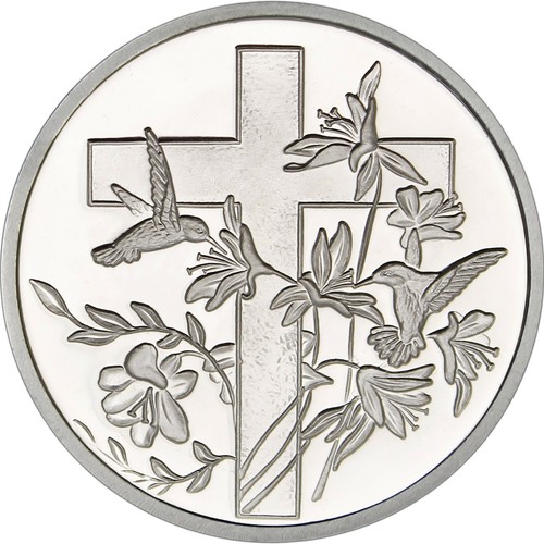 SilverTowne Religious Cross 1oz .999 Fine Silver Round in Religious Gift Box - Picture 2 of 8