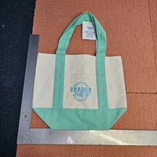 NEW Pastel Green Trader Joe's MINI Canvas Tote Bag 2025 Easter 13"x10" w6c