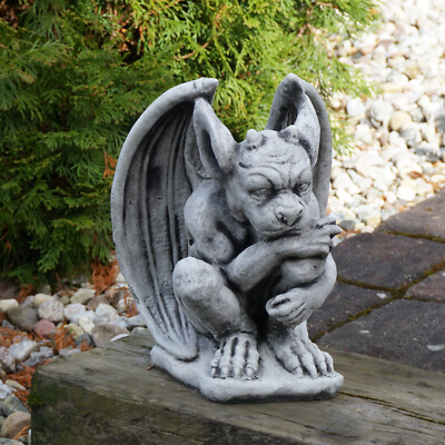Gargoyle Wächter Torwächter Steinfigur 27 cm 10 kg Grau Weißbeton frostsicher