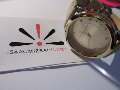 NEW-Isaac Mizrahi Live! Embossed Leather Strap Watch Easy Read Classy