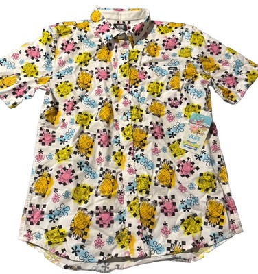 Vans X Spongebob Short Sleeve Button Up Shirt Kids Size M