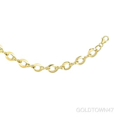 14kt Yellow Gold Alternate Shiny Twisted Open Oval+ Infinity Link Fancy Bracelet