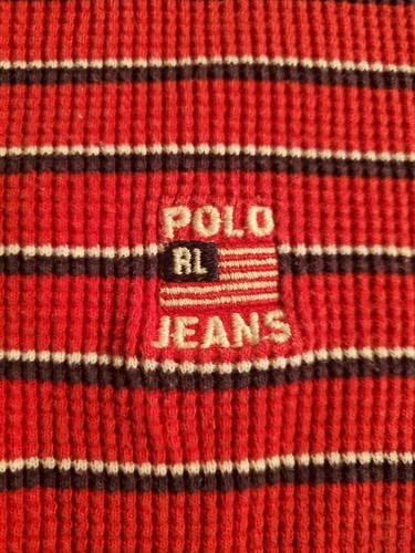 Vintage Polo Jeans Co Ralph Lauren Red Striped XL Long Sleeve Shirt - Picture 3 of 7
