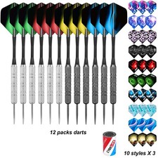 CyeeLife 20g Steel tip Darts Set, Nylon Shafts 36 Flights 12 Designs Sharpener