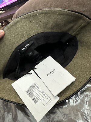 NWT Balmain Khaki Logo Bucket Hat $585 | eBay