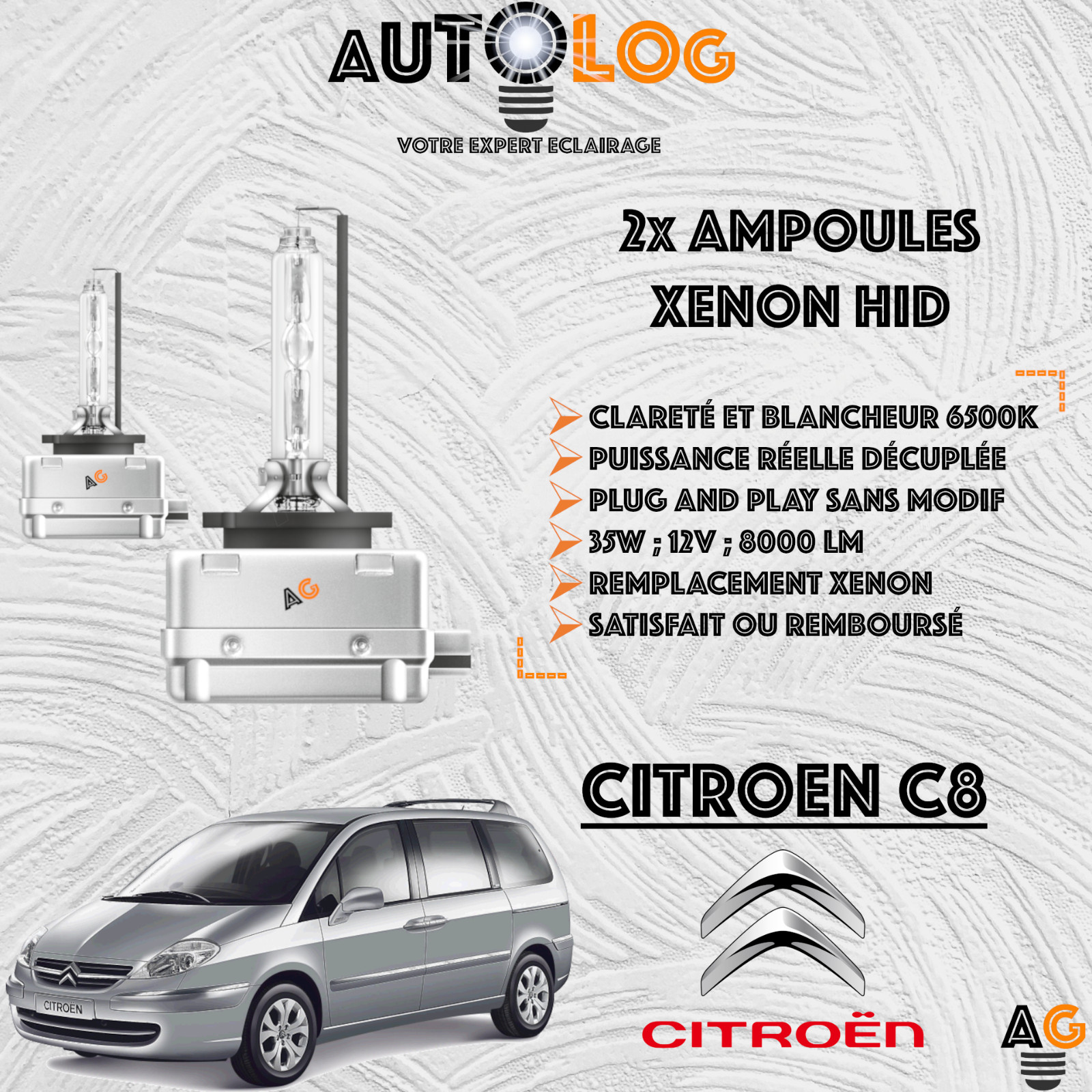 Kit 2x ampoules xénon HID Citroën C8 pour résoudre le problème de phares usés et faibles