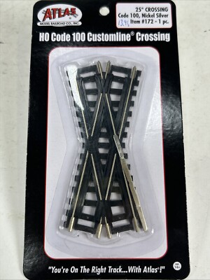 Atlas 25 Degree Crossing Track Code 100 Nickel Silver  HO 172