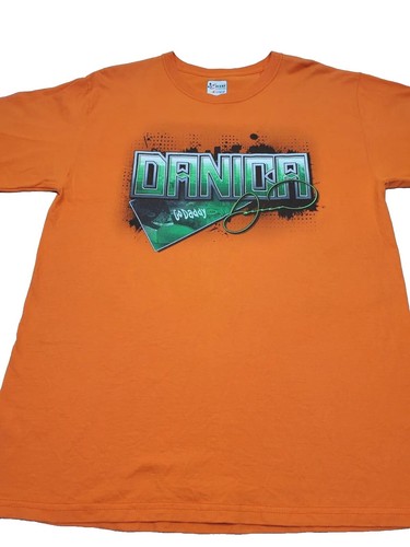 T-shirt Danica Patrick #7 Nascar Chase Authentics Go Daddy arancione DS taglia Large - Foto 5 di 14