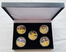 Neymar Junior - Calcio x5 Placcato Oro Completo Moneta Set IN Un Espositore