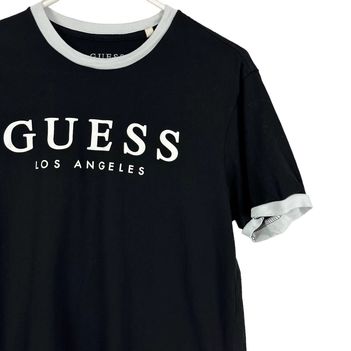 Guess Los Angles Black White Crew Neck Short Sleeve T Shirt Size M