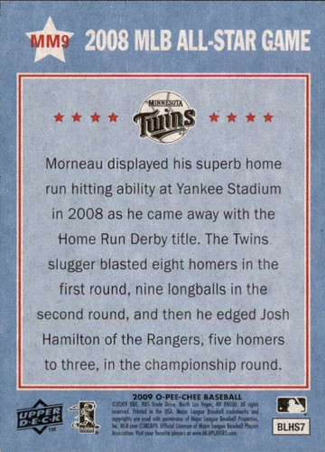 2009 O-Pee-Chee Midsummer Memories #MM9 Justin Morneau - Picture 2 of 2