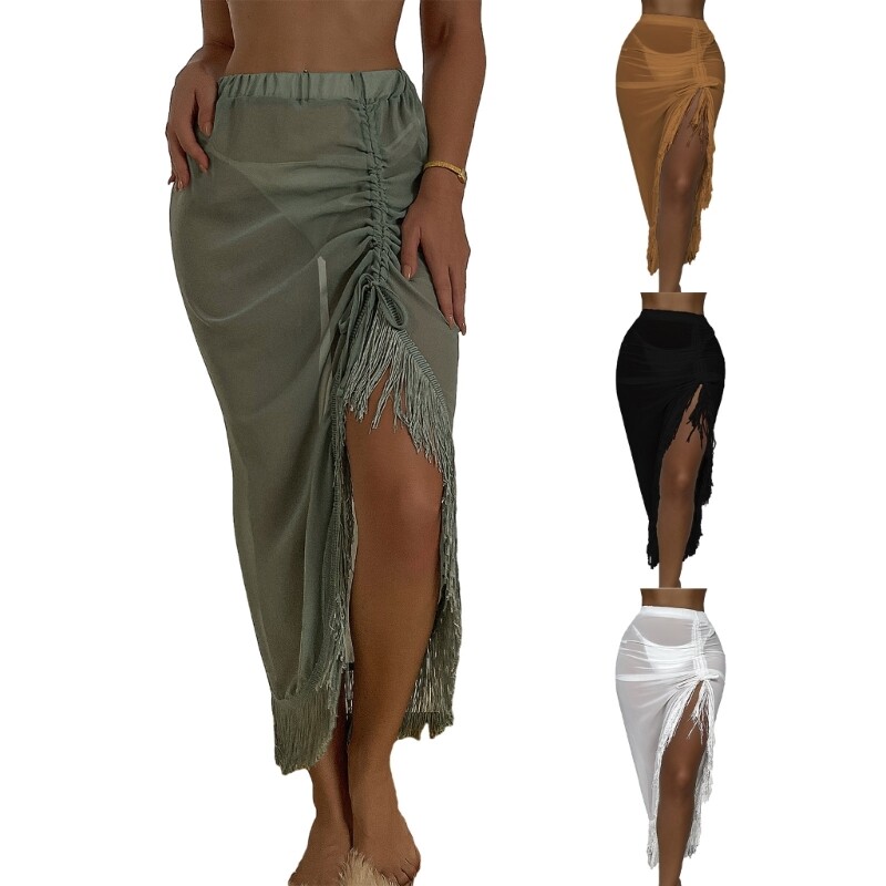 Swimsuit Coverups for Women Sarongs Beach Sheer Maxi-Skirt for Swimwear-image