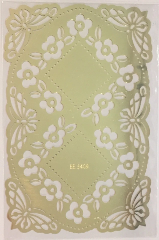 Prägeschablone Blüten Schmetterlinge Metall goldfarben - Bild 1 von 1