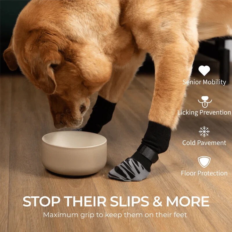 DOK TigerToes Premium NonSlip XL Dog Socks for Hardwood Floors Extra