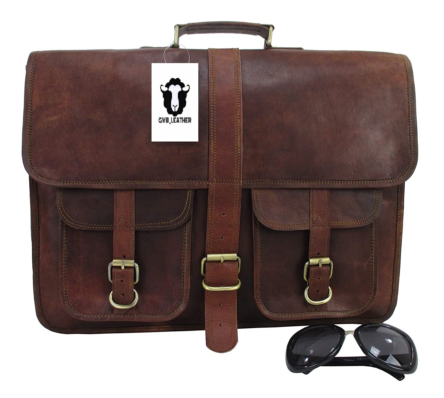18" Men's Best Quality Hide Leather Laptop Messenger Shoulder Briefcase Handbags