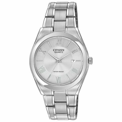 Citizen BI0951-58A Silver Tone Silver Date Dial Mens Classic Casual Watch