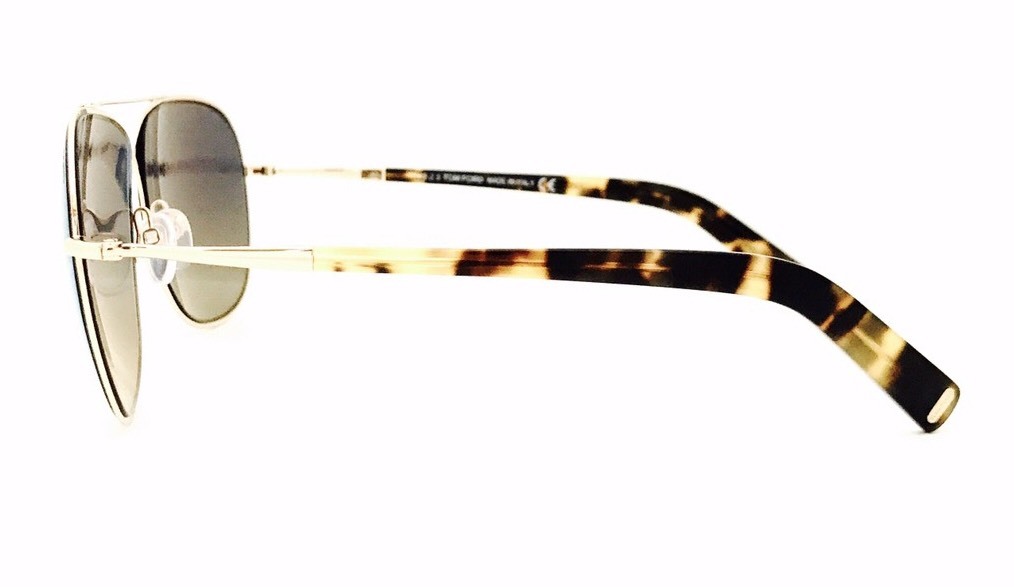 Tom Ford Sunglasses April TF393 28J Gold Aviator Oversized Roviex Lens 61-10-145 Authentic TOM FORD April TF393 28J Shiny Gold w/Brown Lens  main image 3