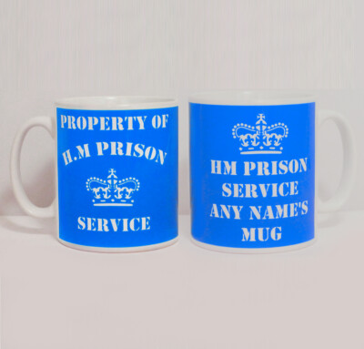 PERSONALISIERTES Eigentum von HM Gefängnisservice Einzelbecher lustiger Gefangener Ex Con Geschenk