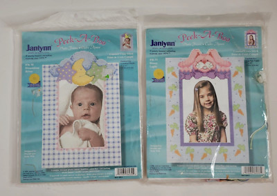2 Jaylynn Peek-A-Boo Cross Stitch Frame Kits Dreamtime & Bunny