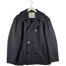 Cappotto uomo vintage USN US Navy Pea lana doppiopetto blu navy taglia media M