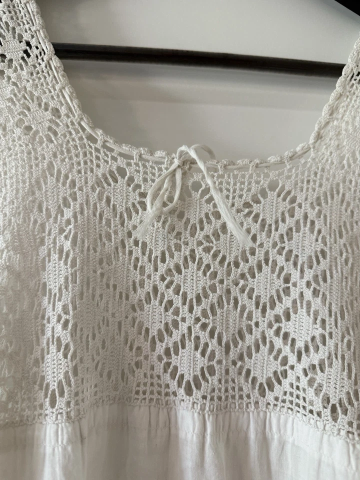 Vintage Antique Edwardian High Low Cotton Crochet Dress Western Southwest - Image 3 of 4