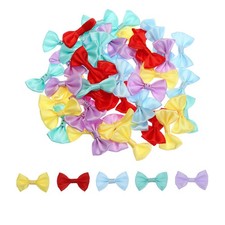 50pcs Multicolor Bow Ties 1.5" x 1" Mini Bowknot for Craft Little Satin Bow