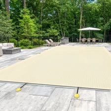 8-24ft Beige Inground Pool Cover Rectangle Safety Garden Swimming Pool Cover