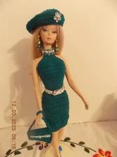 Handmade Crochet OOAK outfit dress and accesories for Silkstone, Barbie, Vintage