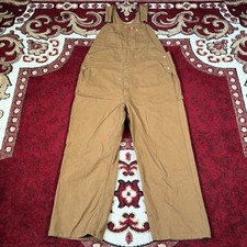 Vintage Dickies Brown Canvas Dungaree Carpenter Workwear Overalls Bib Size 42x30