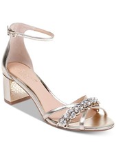 JEWEL BADGLEY MISCHKA Womens Silver Giona Round Toe Block Heel Sandals 5