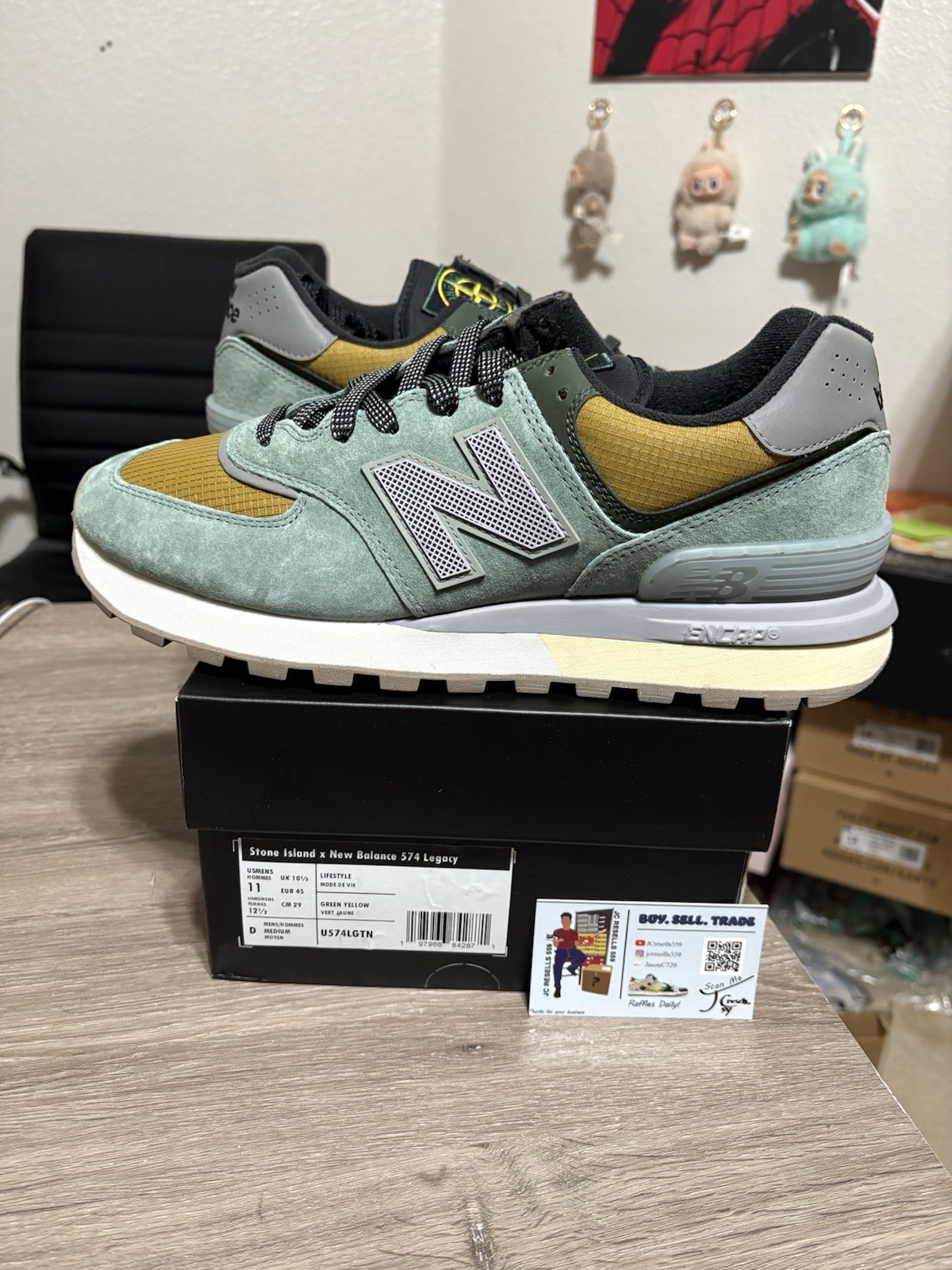 Size 11 - CLEAN New Balance 574 Legacy Stone Island Light Green