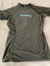 O'Neill Rash Guard Women's Black X-Large Skins UPF 50 Short Sleeve Swim Surf