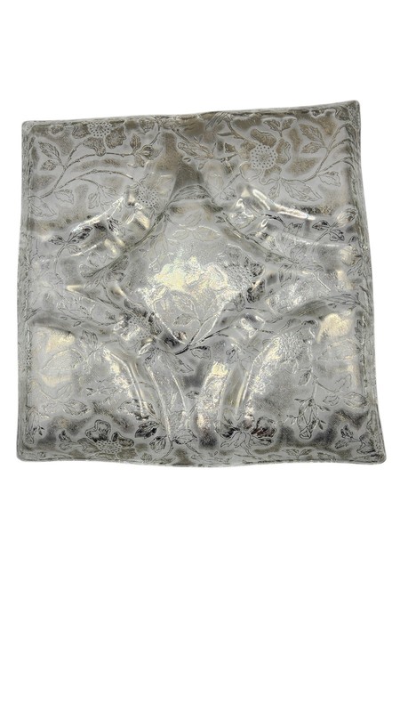 Vintage 4 Part Divided Silver City Serving Platter Embossed Floral Pattern