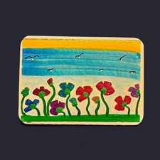 Coastal Wildflowers by the Sea – Mixed Media Acrylic Art ACEO Original Art