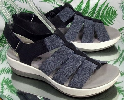 CLARKS ARLA SHAYLIE BLUE TEXTILE SLINGBACK OPEN TOE SANDALS SHOES WOMENS SZ 7 M