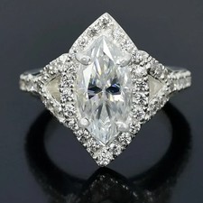 Certified 2.5Ct Marquise Cut White Diamond Ring Free Diamond Studs. Free Tariffs