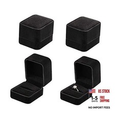 4 Pieces Velvet Ring Gift Boxes Set, Earring Pendant Jewelry Case, 4pcs Black
