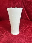 Decorative Milk Glass Hobnail Trumpet Flower Bud Vase 7” Teardrop Dots Vintage