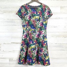 J. Crew Floral Fit & Flare Cap Sleeve Dress Size 6 Multicolor Career Party
