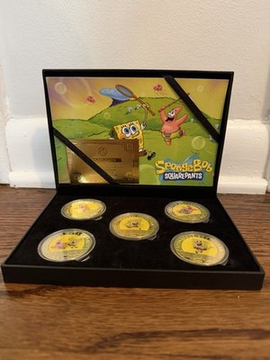 SpongeBob SquarePants 24k Gold Plated Collectible Coin Boxes Set With COA