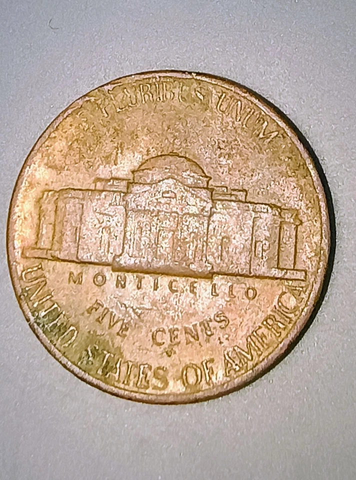 1982 d ERRO VERMELHO Off Metal Jefferson Níquel em Centavo Moeda PLANCHET Errada - Imagem 2 de 2