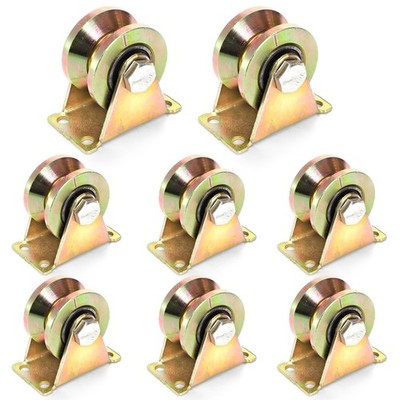 8 Pack 2  V-Groove Wheel, Steel Sliding Gate Wheels Heavy Duty Rigid Caster W...
