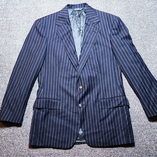 Polo by Ralph Lauren Men s Blue/White Pinstripe Wool 2-Button Blazer 44