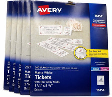 5X Avery Matte White Printable 200 Tickets w/...